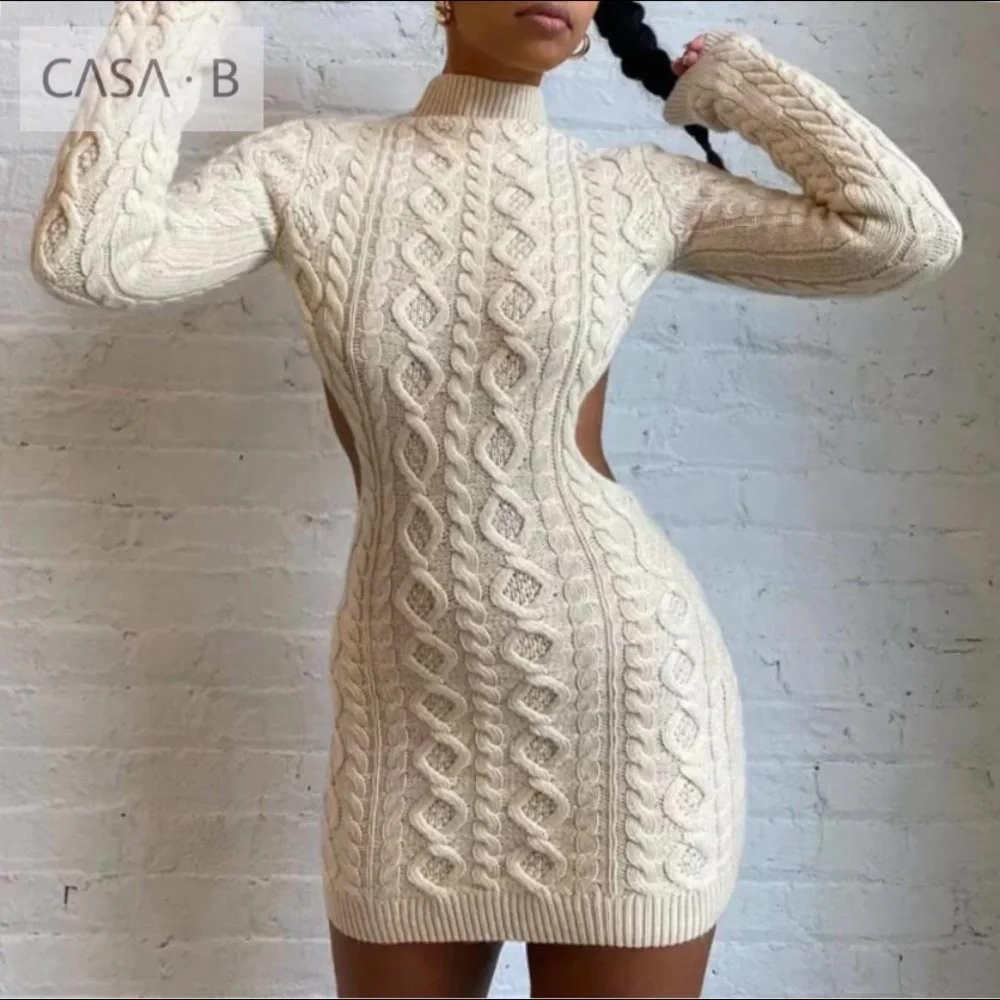 CASA B | Miranda Cable Knit Backless Sweater Dress - Picture 12 of 15
